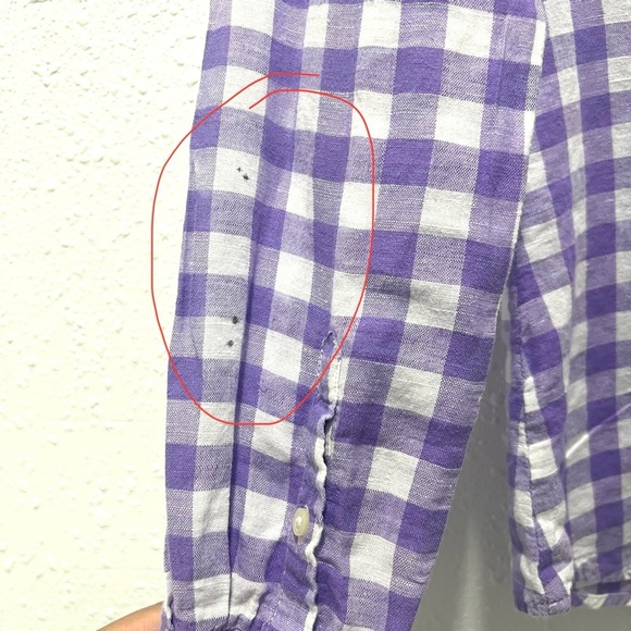 Banana Republic linen cotton Lavender and White Plaid Shirt XS - Picture 3 of 6